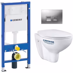Contenu du pack : Bâti-support Geberit UP100 (458.103.00.1) Plaque de déclenchement à deux touches DELTA50 Chromé mat (Réf. 1 ...
