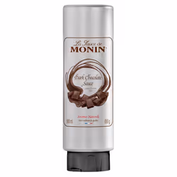 Monin 362001, Sauce pour dessert, Chocolat noir, 500 ml, 650 g, Bouteille comprimable, Sucre