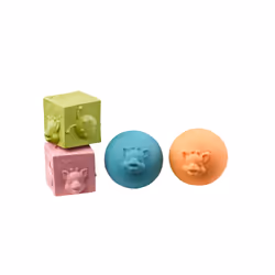 Vulli Set 2 Balles & 2 Cubes So'Pure, 0,25 an(s), Multicolore