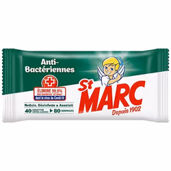 St Marc Lingettes Anti-Bactériennes, 40 pièce(s), Unisexe, 40 feuilles, Sac en polyéthylène