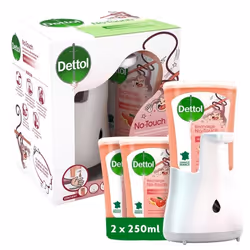 No-Touch - Kit Distributeur Automatique Savon Liquide Mains et 2 Recharges Pamplemousse 250ml