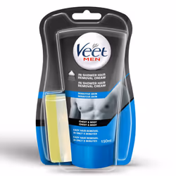 Veet Men Épilation Homme Crème Dépilatoire Sous la Douche Peaux Sensibles 150ml