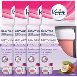 Veet - EasyWax - 4 Recharges de Cire Chaude Epilation 50ml - Bras & Jambes - Beurre de Karité