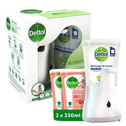 Distributeur de savon - DETTOL - No-Touch - 2 recharges de 250ml - Sans contact - Facile à utiliser