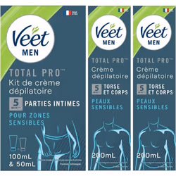 Veet Men - Kit Epilation Partie Intime - Crème Dépilatoire 100 ml & Baume Soin 50 ml - 2 Crèmes Dépilatoires Peaux Sensibles  ...