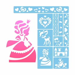 Clairefontaine Mini Stencils, Princesses, 4 an(s), Plastique, Bleu, Blanc, 1 pièce(s)