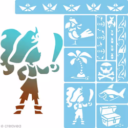 Clairefontaine Mini Stencils, Pirates, 4 an(s), Plastique, Bleu, Blanc, 1 pièce(s)