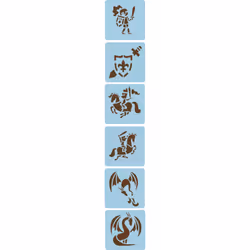 Clairefontaine Set 6 Pochoirs Enfants, Chevaliers, 3 an(s), Plastique, Vert, 6 pièce(s)