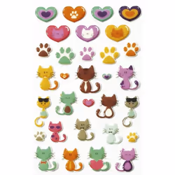 Clairefontaine Cooky, Sach 1 Pl 7,5X12Cm, Chats/Cœurs, 4 an(s), Plastique, Multicolore