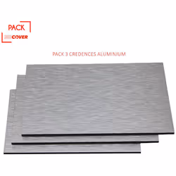 Crédences - Lot de 3 - Réversible- en aluminium brossé 100 x 50 x 0.3cm - Coloris - Aluminum brossé, Epaisseur - 3 mm, Largeu ...