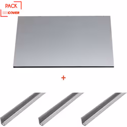 Crédence - réversible - en aluminium brossé / aluminium brut 200 x 100 x 0.3 cm + 3 profils de finition en U - Coloris - Alum ...