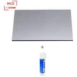 Crédence - réversible - en aluminium brossé / aluminium brut 200 x 100 x 0.3 cm + Mastic silicone transparent - Coloris - Alu ...