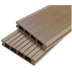 Lame terrasse bois composite alvéolaire Dual - Coloris - Beige clair, Epaisseur - 25mm, Largeur - 14 cm, Longueur - 120 cm D' ...