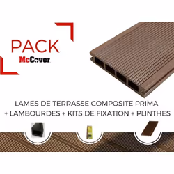 PACK 1 m² lame de terrasse composite Prima ACCESSOIRES (3 coloris) 2200mm - Coloris - Chocolat, Epaisseur - 19 mm, Largeur -  ...
