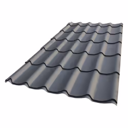 Description générale Panneau en acier galvanisé laqué mat, aspect tuile, disponible en deux coloris : gris anthracite mat et ...