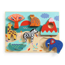 DJECO Savannah Story Wooden Puzzle Contour pour puzzle 7 pièce(s) Animaux
