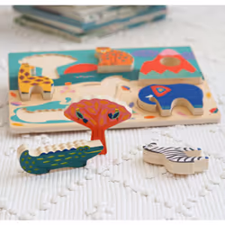 DJECO Savannah Story Wooden Puzzle Contour pour puzzle 7 pièce(s) Animaux