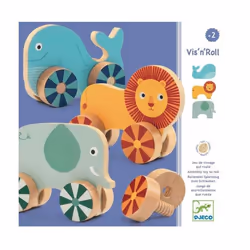 DJECO Vis'n'Roll, Véhicule figurine, 2 an(s), Panneau de fibres de densité moyenne (MDF), Bois, Multicolore