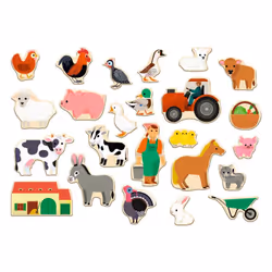 DJECO Wooden Magnetic Farmix Set, 2 an(s), Ferme, Multicolore, Bois