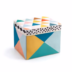 DJECO DJ4481, Boîte de rangement, Multicolore, Carré, Motif, Chambre d'enfant, 250 mm