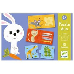 Puzzle duo A table - DJECO - Animaux - 20 pièces - Pour enfants de 3 ans et plus