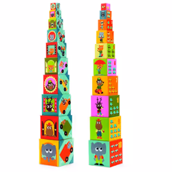 DJECO 10 Cubes Véhicules, 1 an(s), Carton, Multicolore