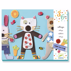 DJECO Collages Des Petits, Kit de loisirs créatifs pour enfants, 3 an(s), Carton, Plastique, Papier, Multicolore