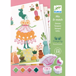DJECO Flower Girls Stamp Set, Kit de loisirs créatifs pour enfants, 5 an(s), Multicolore