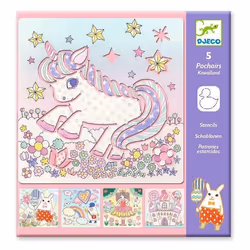 Pochoirs - Djeco - Kawaïland - 5 pochoirs - Pour enfants à partir de 4 ans - Dimensions 22x23 cm