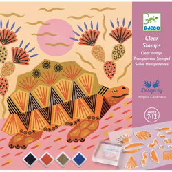 DJECO Patterns and Animals Clear Stamps, Kit de tampons pour enfants, 7 an(s), Multicolore