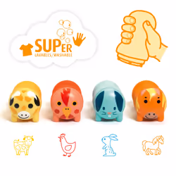 DJECO Farm Animal Stamps for Little Ones, Kit de tampons pour enfants, 1,5 an(s), Multicolore