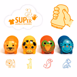 DJECO Safari Animal Stamps for Little Ones, Kit de tampons pour enfants, 1,5 an(s), Multicolore