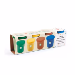 DJECO DJ09027, Pâte à modeler, Bleu, Orange, Violet, Jaune, Enfant, 4 pièce(s), Pot en plastique, 4 couleurs
