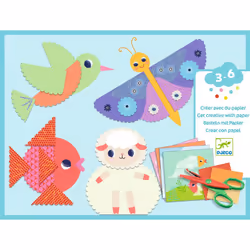 DJECO Crinkle Cutting Collage Set, Kit de loisirs créatifs pour enfants, 3 an(s), Multicolore