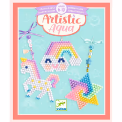 DJECO Rainbow Artistic Aqua, Ensemble de perles pour enfants, 6 an(s), Multicolore