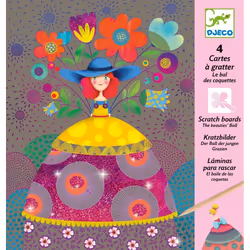 DJECO Carte À Gratter - Bal Des Coquet, Kit de loisirs créatifs pour enfants, 6 an(s), Papier, Multicolore