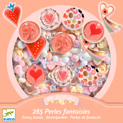 DJECO Heart Fancy Beads, Ensemble de perles pour enfants, 6 an(s), Plastique, Multicolore