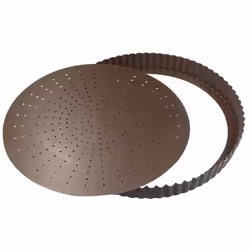 Moule à tarte - GOBEL - Tourtière cannélée perforée - Ø32cm - Fond amovible - Acier anti-adhérent - Marron