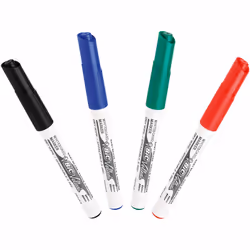 BIC Velleda 1741, 4 pièce(s), Noir, Bleu, Vert, Rouge, Pointe ogive, Multicolore, Plastique, Rond