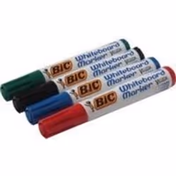 BIC Velleda Whiteboard Marker 1751, 4 pièce(s), Noir, Bleu, Vert, Rouge, Pointe biseautée, Noir, Bleu, Vert, Rouge, Blanc, Ro ...