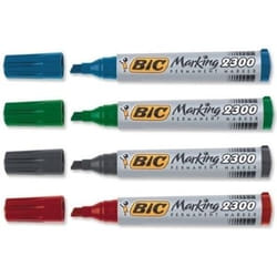 BIC Marking 2300 marqueur indélébile Pointe biseautée Noir, Bleu, Vert, Rouge 4 pièce(s)