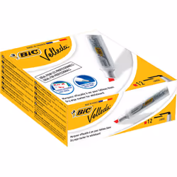 BIC Velleda 1781, 12 pièce(s), Rouge, Pointe biseautée, Rouge, Blanc, Métal, Rectangle