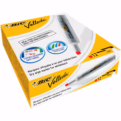 BIC Velleda 1791, 12 pièce(s), Rouge, Pointe biseautée, Rouge, Blanc, Plastique, Moyen