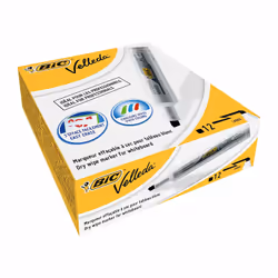 BIC Velleda 1791, 12 pièce(s), Noir, Pointe biseautée, Noir, Blanc, Plastique, Moyen