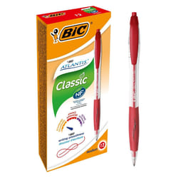 BIC Atlantis Classic Rouge Stylo à bille rétractable par rotation Moyen 12 pièce(s)