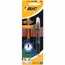 BIC Xpen Fpmusic Blister 1, Noir, Système de remplissage compte-goutte, Bleu, Caoutchouc, Plume italique, Acier iridium