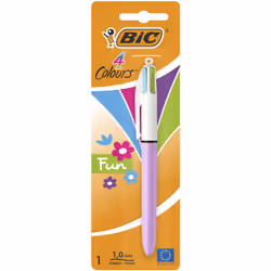 BIC 4 Colours Fashion Blister 1, Stylo à bille retractable avec clip, Vert, Blanc, Noir, Bleu, Rose, Jaune, Plastique, 1 mm, ...