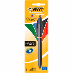 BIC 4 Colours Pro, Stylo à bille rétractable avec clip, Noir, Bleu, Vert, Rouge, 1 pièce(s)