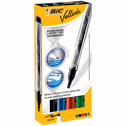 BIC Velleda Liquid Ink Pocket, 4 pièce(s), Noir, Bleu, Vert, Rouge, Pointe ogive, Multicolore, Rond, Moyen