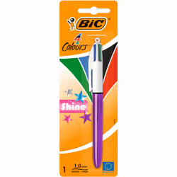BIC Shine, Clip, Stylo à bille multifonctions, Rechargeable, Noir, Bleu, Vert, Rouge, 1 pièce(s), Moyen